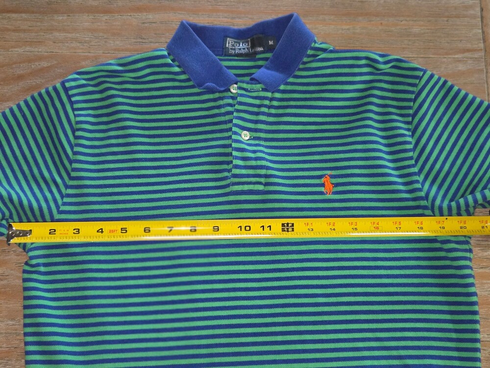 Polo Ralph Lauren Medium Blue and Green Striped Polo Shirt